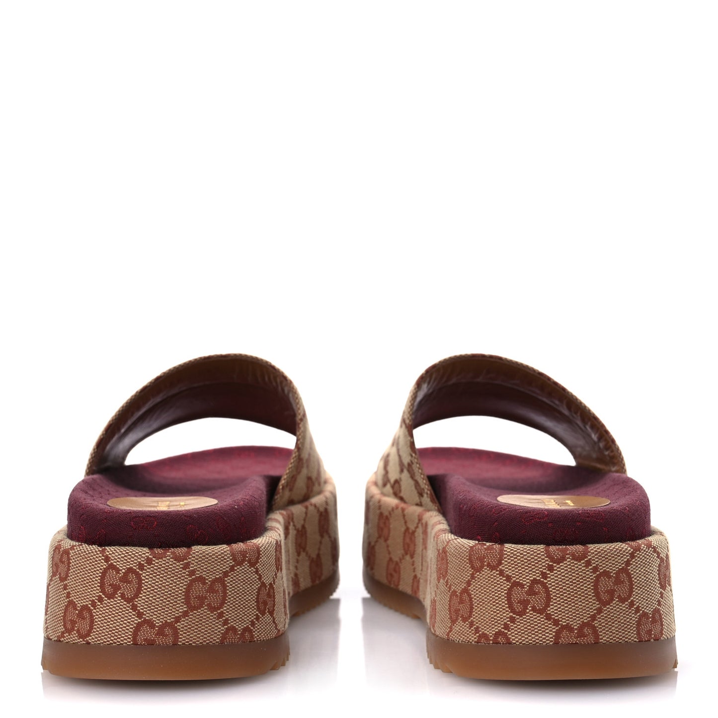 Canvas GG Monogram Angelina Platform Slide Sandals 39 Beige Ruggine