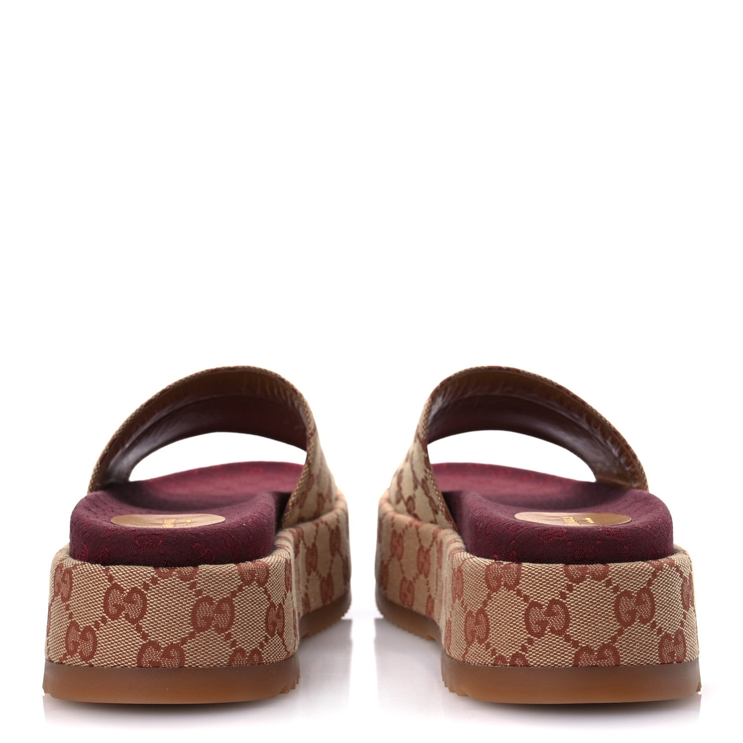 Gucci Canvas GG Monogram Angelina Platform Slide Sandals 39 Beige Ruggine 6 of 11