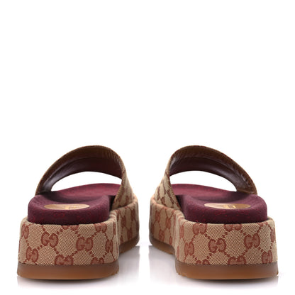 Gucci Canvas GG Monogram Angelina Platform Slide Sandals 39 Beige Ruggine 6 of 11