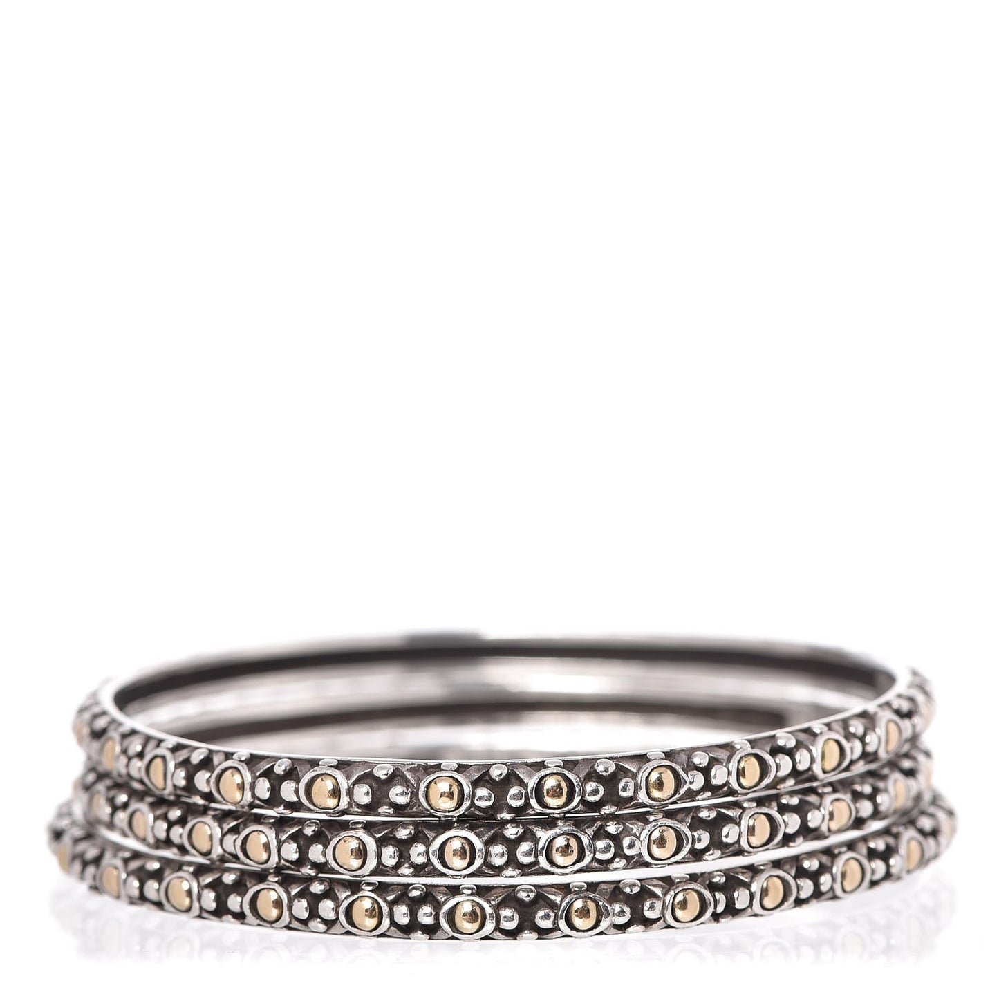 Sterling Silver 18K Yellow Gold Jaisalmer Slim 3 Set Bangle Bracelet