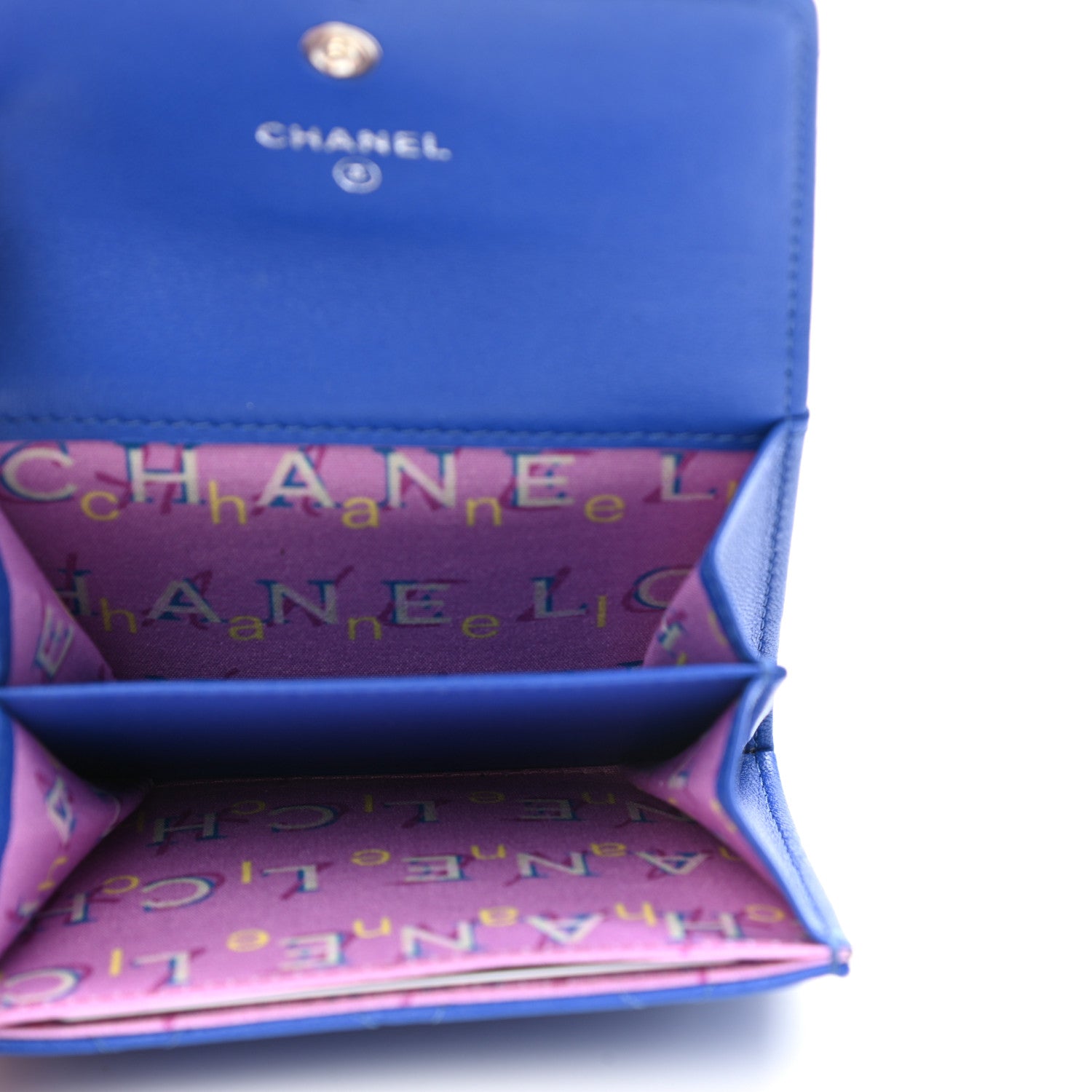 Chanel Lambskin Quilted Flap Card Holder Blue 5 of 9