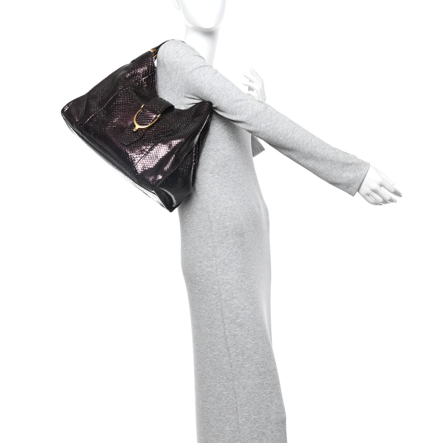 Gucci Snakeskin Medium Soft Stirrup Shoulder Bag Carminio Red 2 of 10