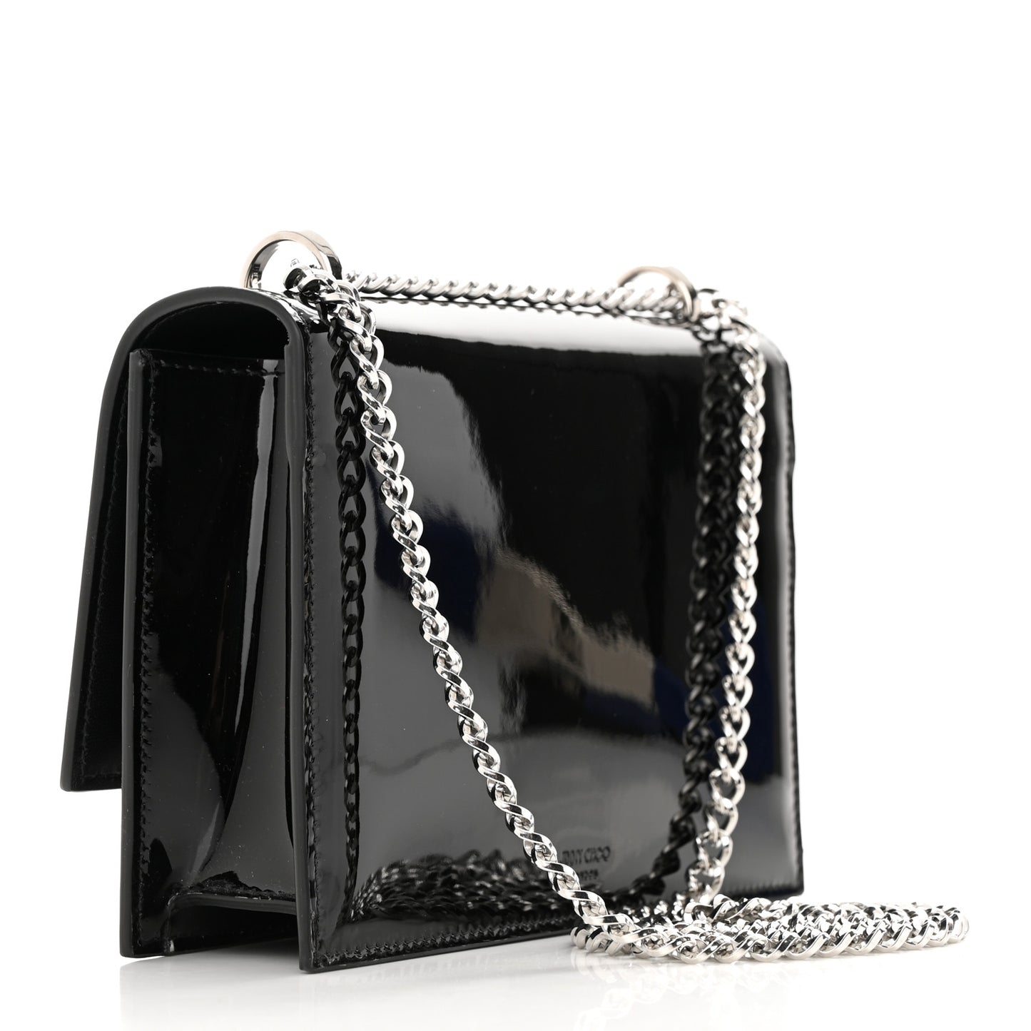 Patent Crystal Embellished Bing Bohemia Crossbody Bag Black