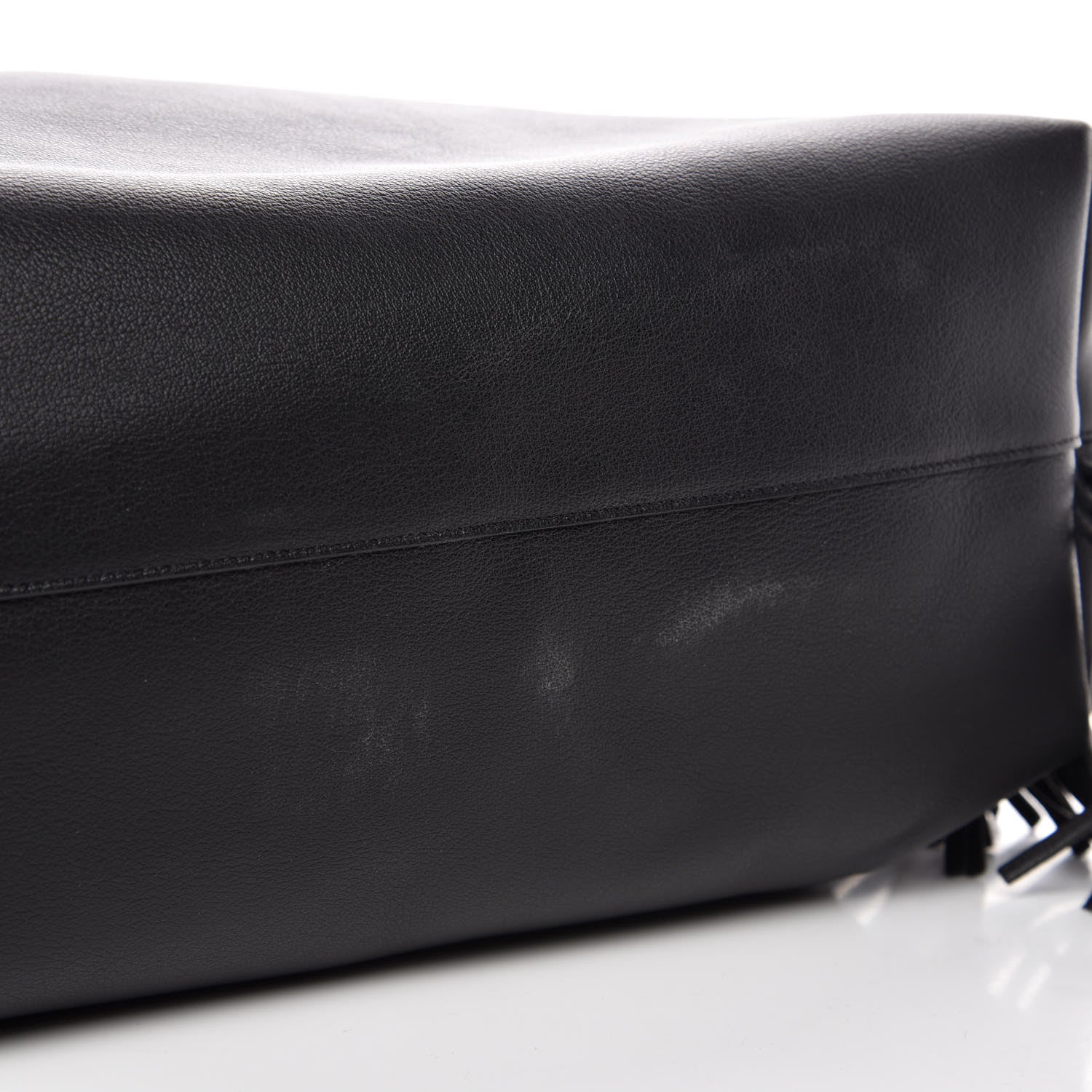 Saint Laurent Calfskin Large Fringe Shopping Tote Black 9 of 10