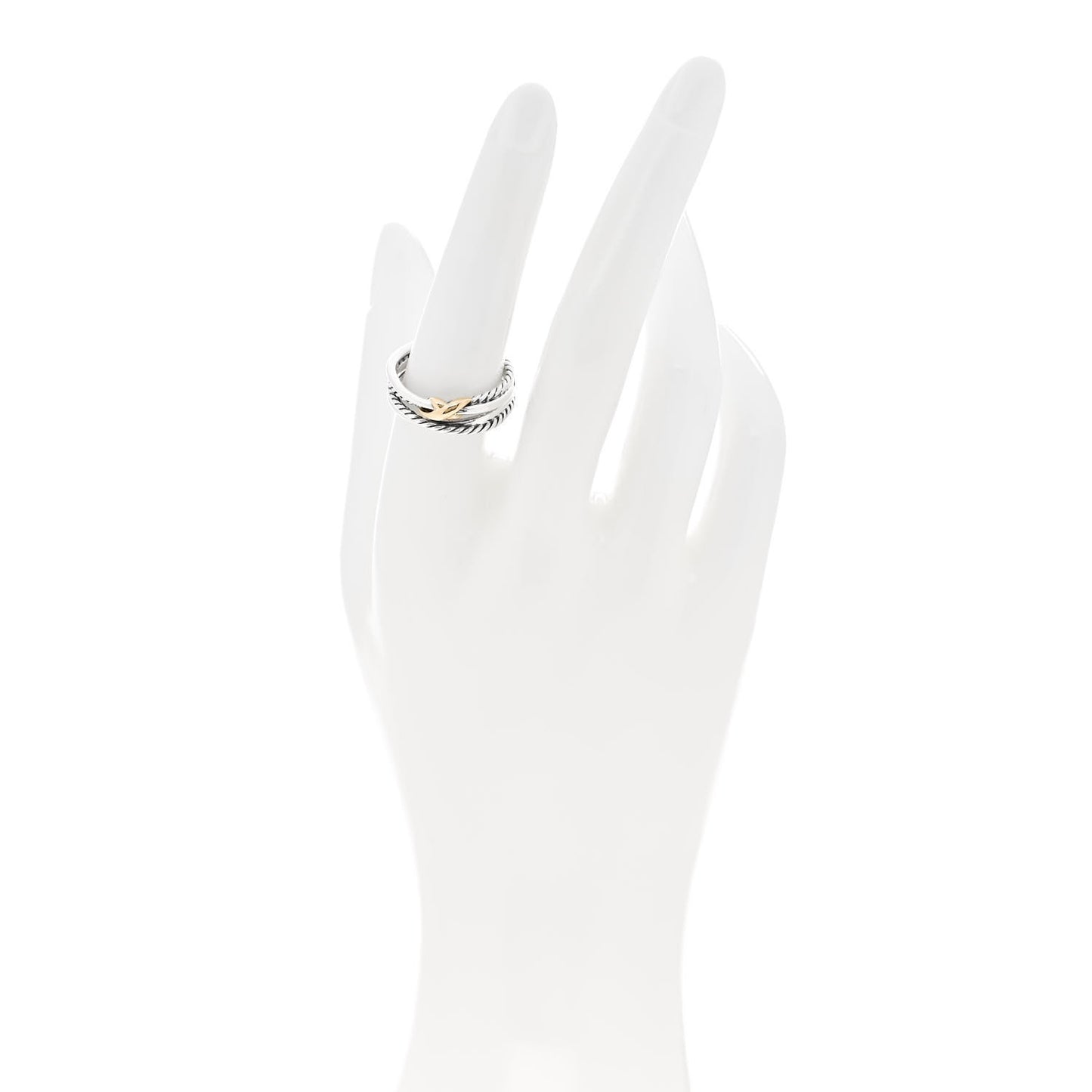 Sterling Silver 18K Yellow Gold 6mm X Crossover Ring 55 7.25