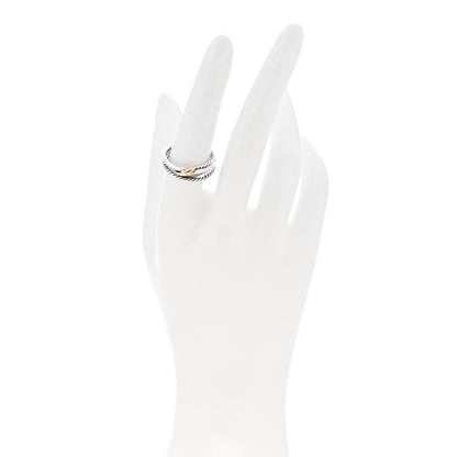 David Yurman Sterling Silver 18K Yellow Gold 6mm X Crossover Ring 55 7.25 2 of 6