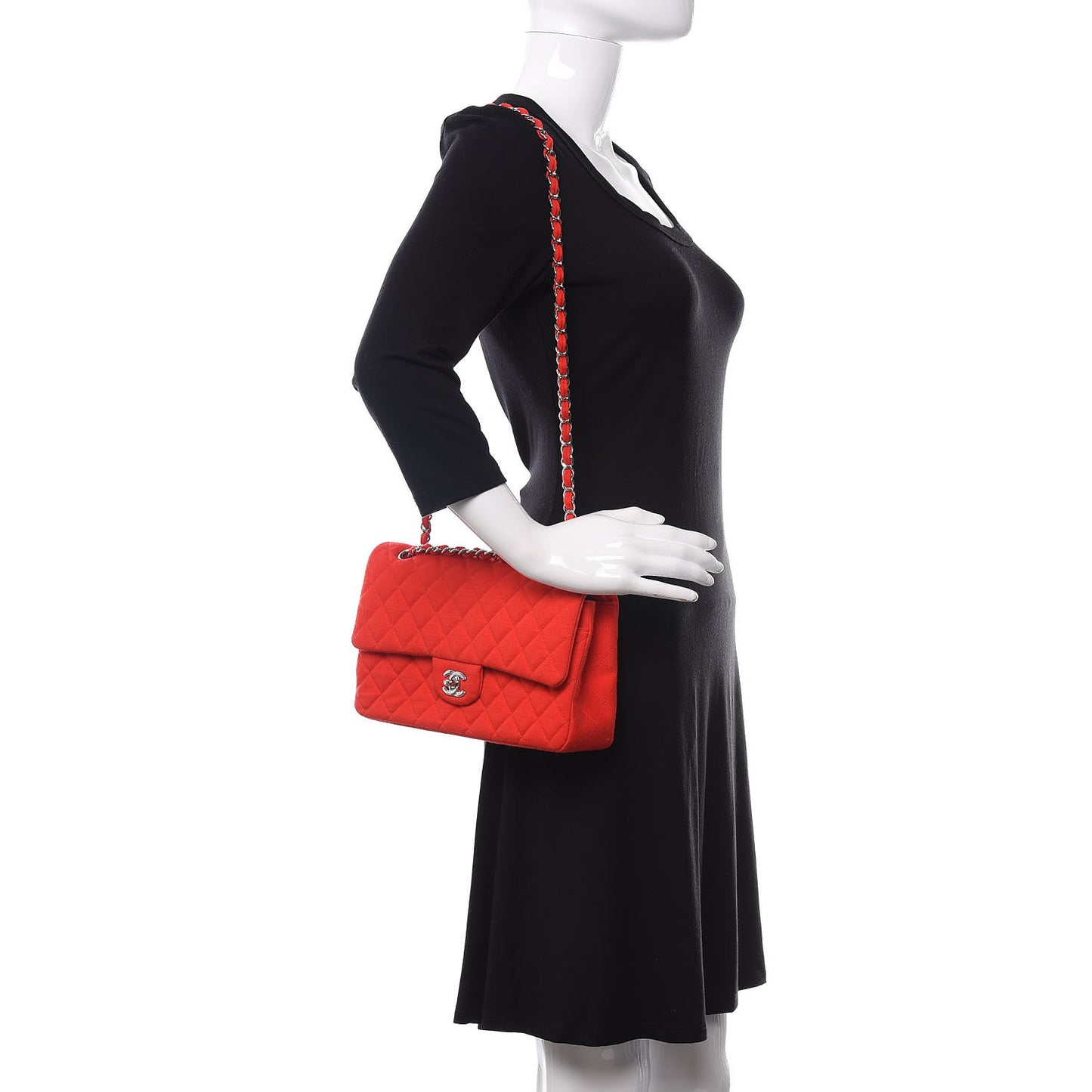 Jersey Quilted Medium Double Flap Red