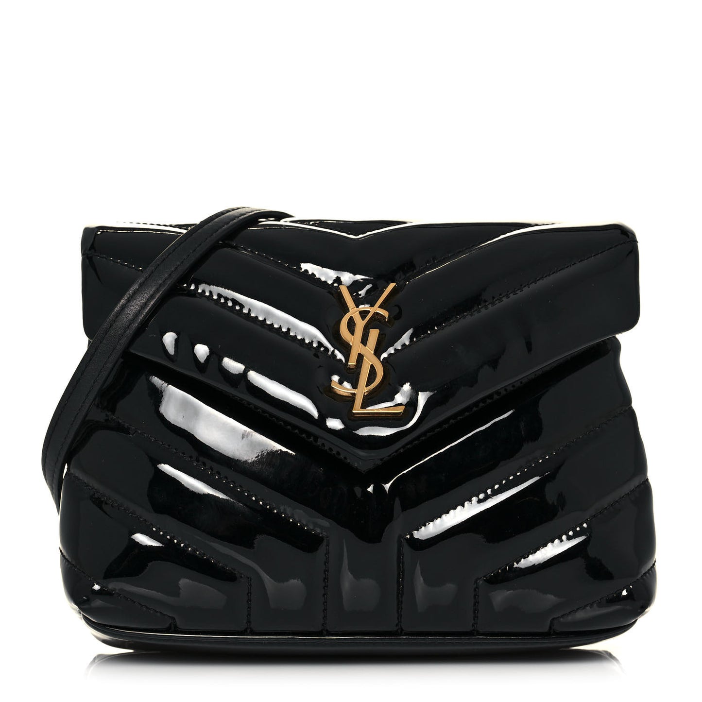 Patent Y Quilted Monogram Toy Loulou Crossbody Bag Black