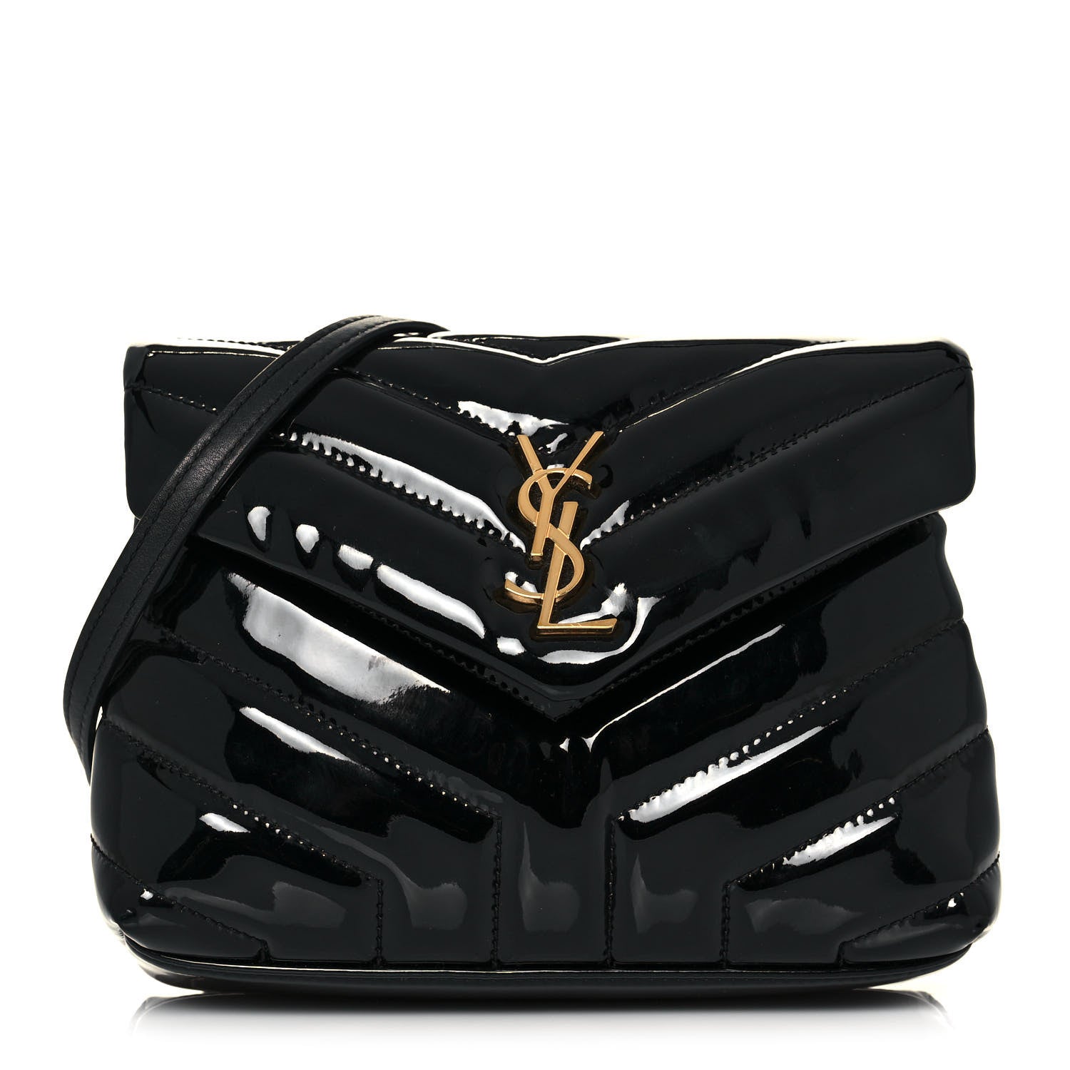 Saint Laurent Patent Y Quilted Monogram Toy Loulou Crossbody Bag Black 1 of 14