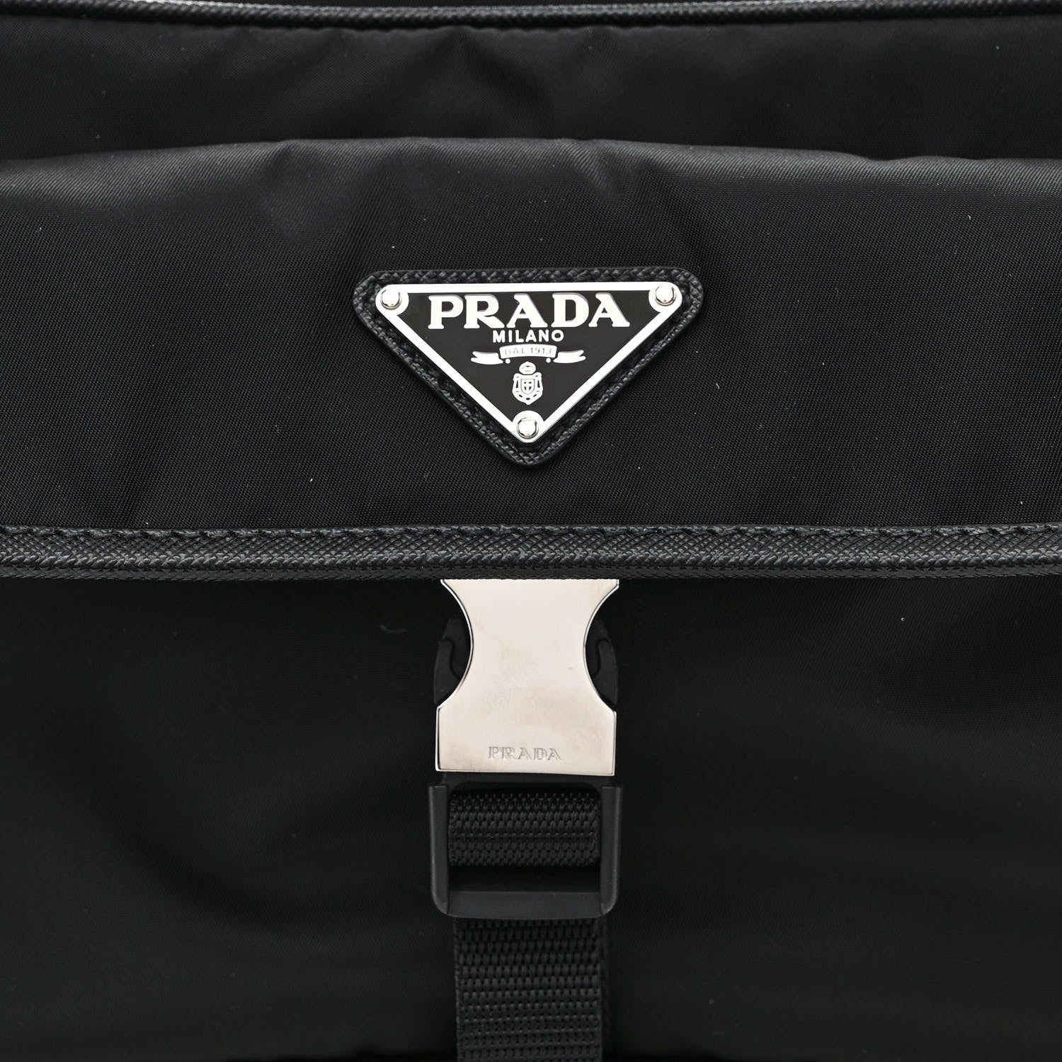 Prada Re-Nylon Saffiano Pocket Single Snap Buckle Shoulder Bag Black 10 of 13