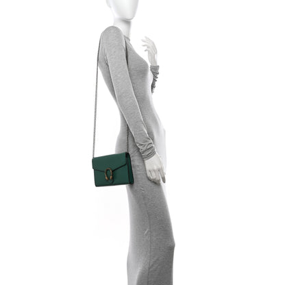 Gucci Calfskin Mini Dionysus Chain Wallet Emerald 2 of 12