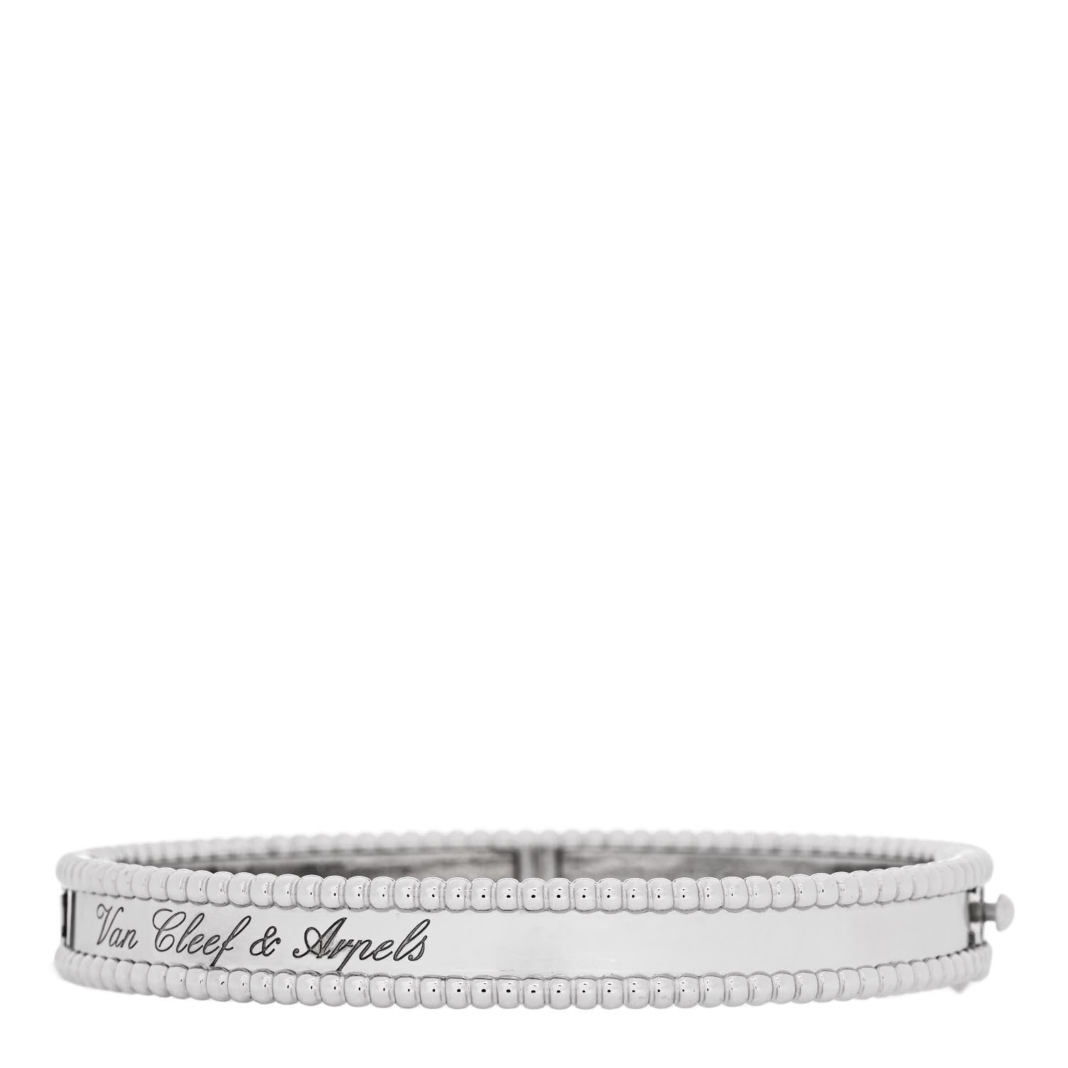 Van Cleef & Arpels 18K White Gold Perlee Signature Bangle Bracelet S 2 of 5