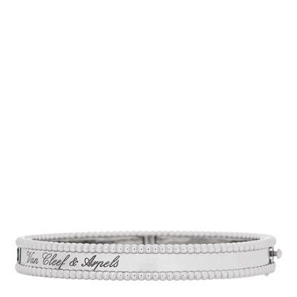 Van Cleef & Arpels 18K White Gold Perlee Signature Bangle Bracelet S 2 of 5