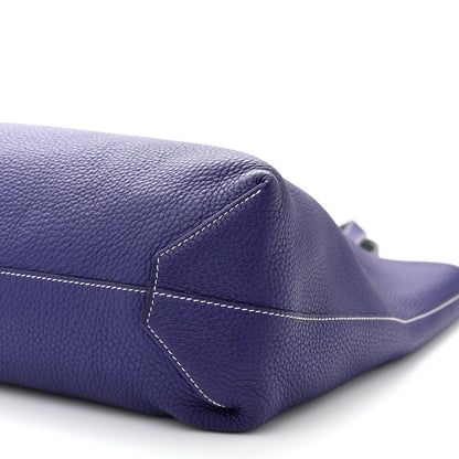 Hermes Taurillon Clemence Double Sens 36 Reversible Tote Iris Bleu De Malte 17 of 17