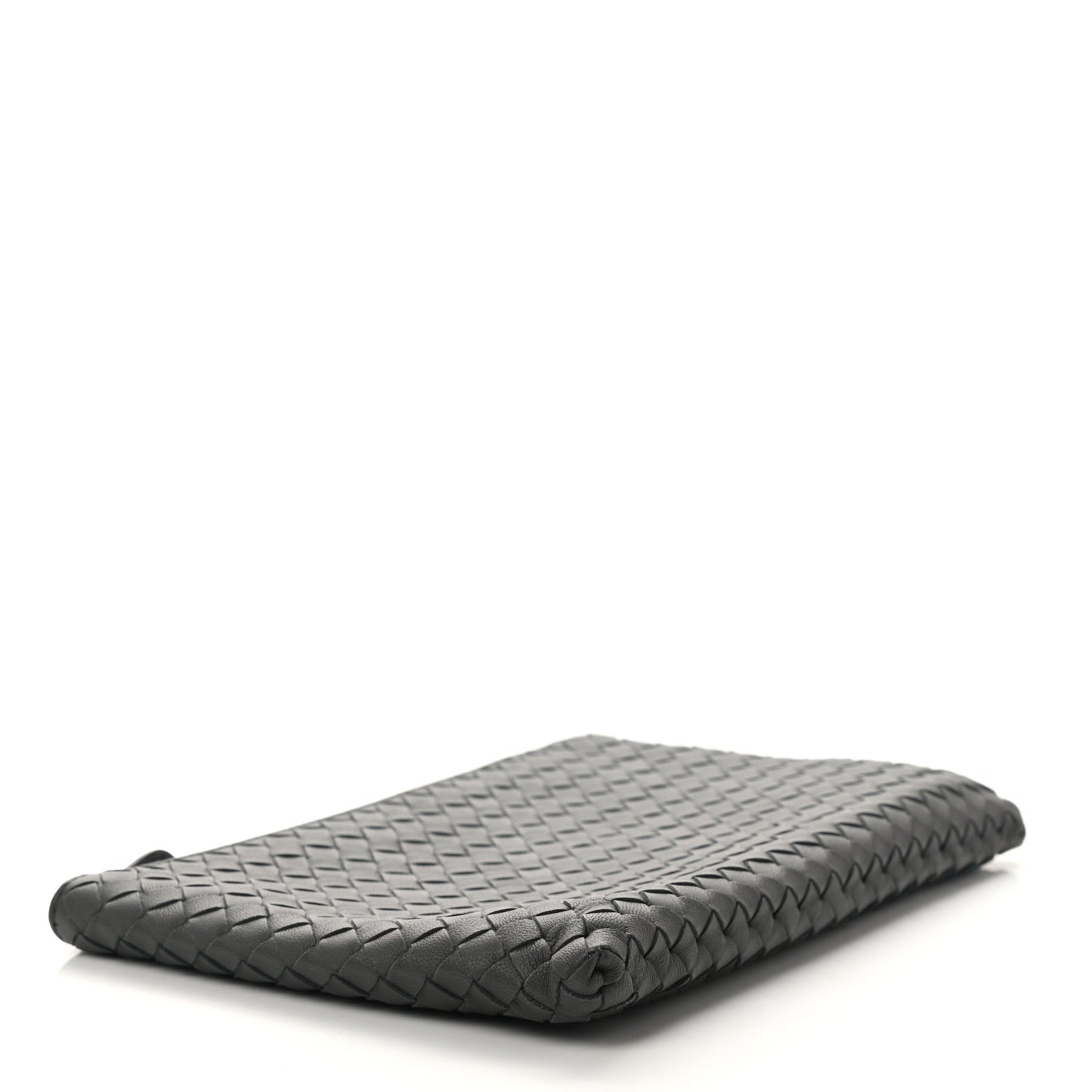 Nappa Intrecciato Medium Zip Pouch Grey