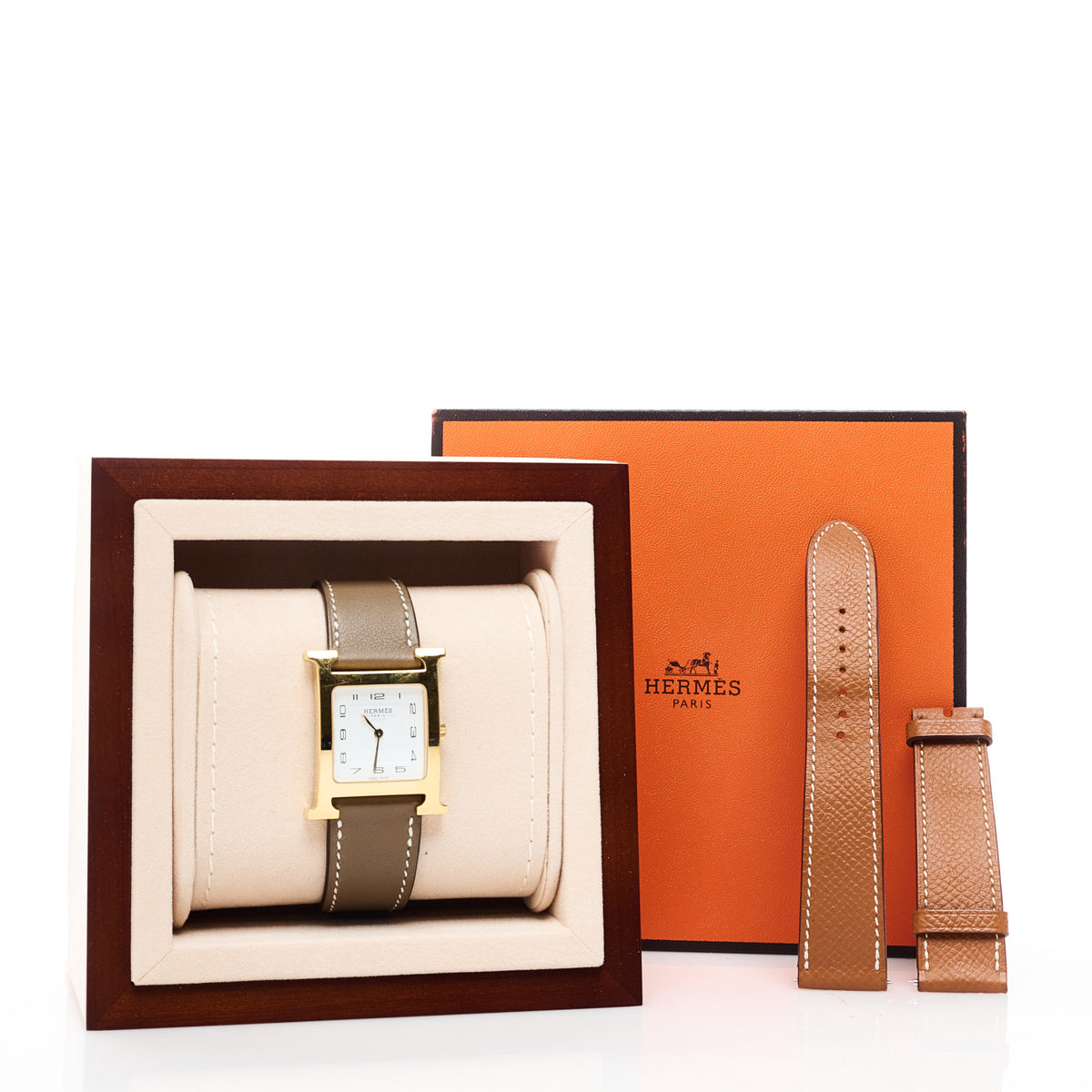 Stainless Steel Swift 26mm Heure H Hour Quartz Watch Etoupe