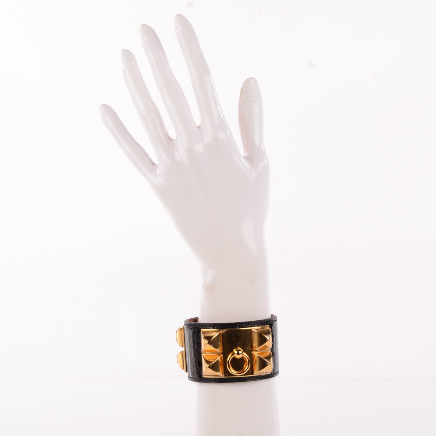 Hermes Shiny Alligator Collier de Chien CDC Bracelet Black Small 2 of 6
