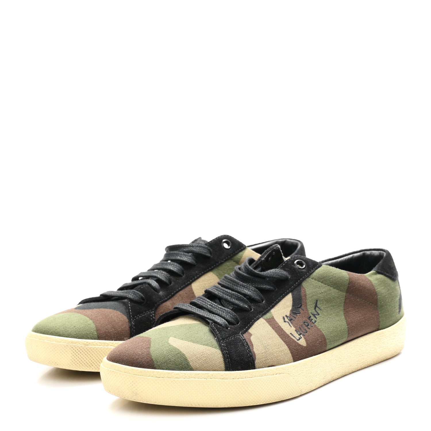 Saint Laurent Canvas Camouflage Signa SL/06 Low Top Sneakers 43 Kaki 4 of 9