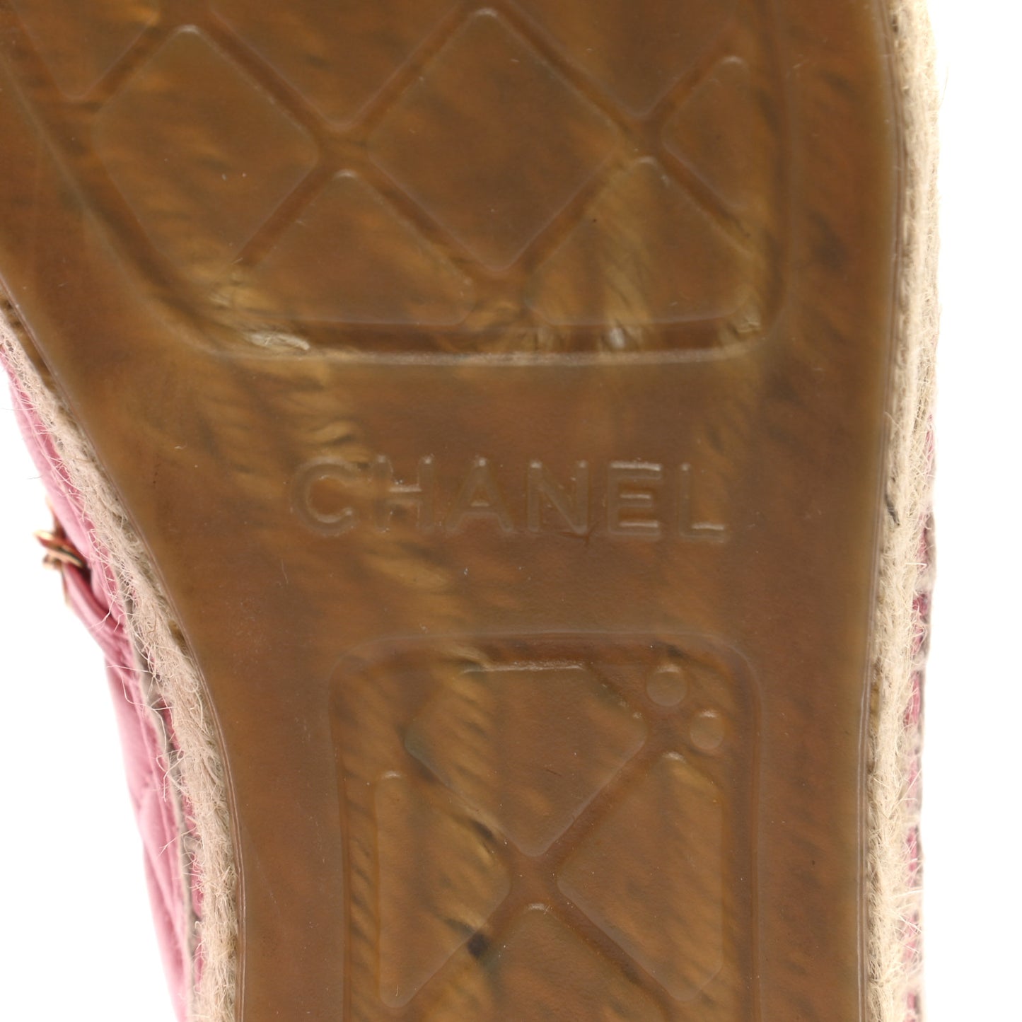 Lambskin Quilted CC Chain Espadrilles 39 Pink Red