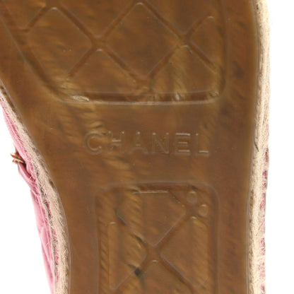 Chanel Lambskin Quilted CC Chain Espadrilles 39 Pink Red 7 of 9