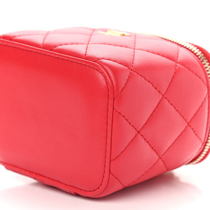 Chanel Lambskin Quilted Pearl Crush Mini Vanity Case With Chain Red 9 of 9