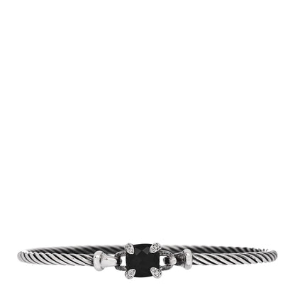 David Yurman Sterling Silver Diamond Black Onyx 8mm Chatelaine Bracelet 1 of 4