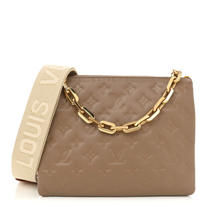 Louis Vuitton Lambskin Embossed Monogram Coussin PM Taupe 1 of 11