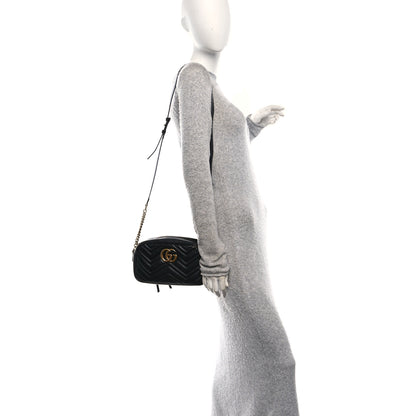 Gucci Calfskin Matelasse Small GG Marmont Chain Shoulder Bag Black 2 of 10