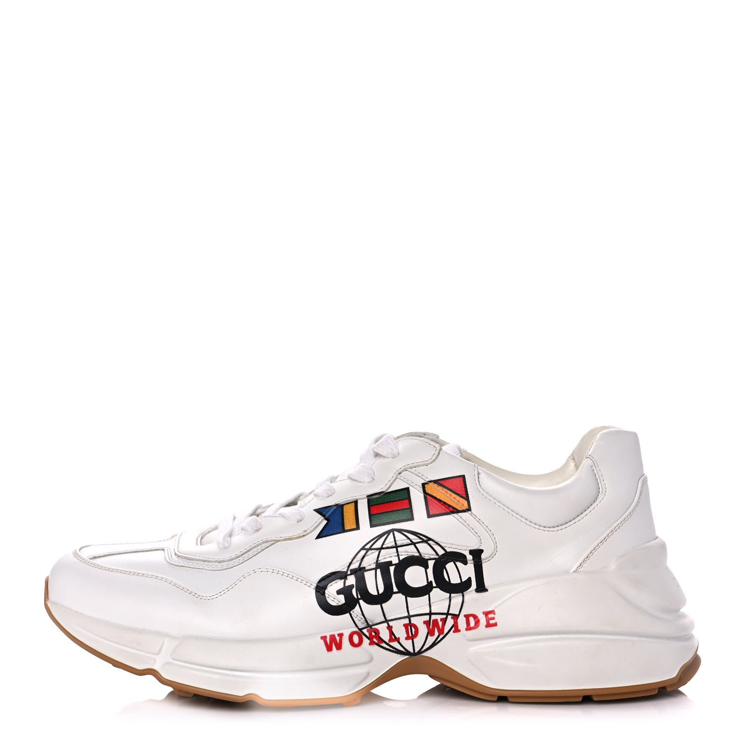Gucci Calfskin Worldwide Mens Rhyton Sneakers 9 Great White 1 of 9