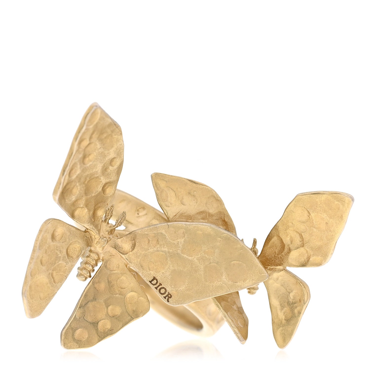 Christian Dior Metal Butterfly Ring L Gold 1 of 5