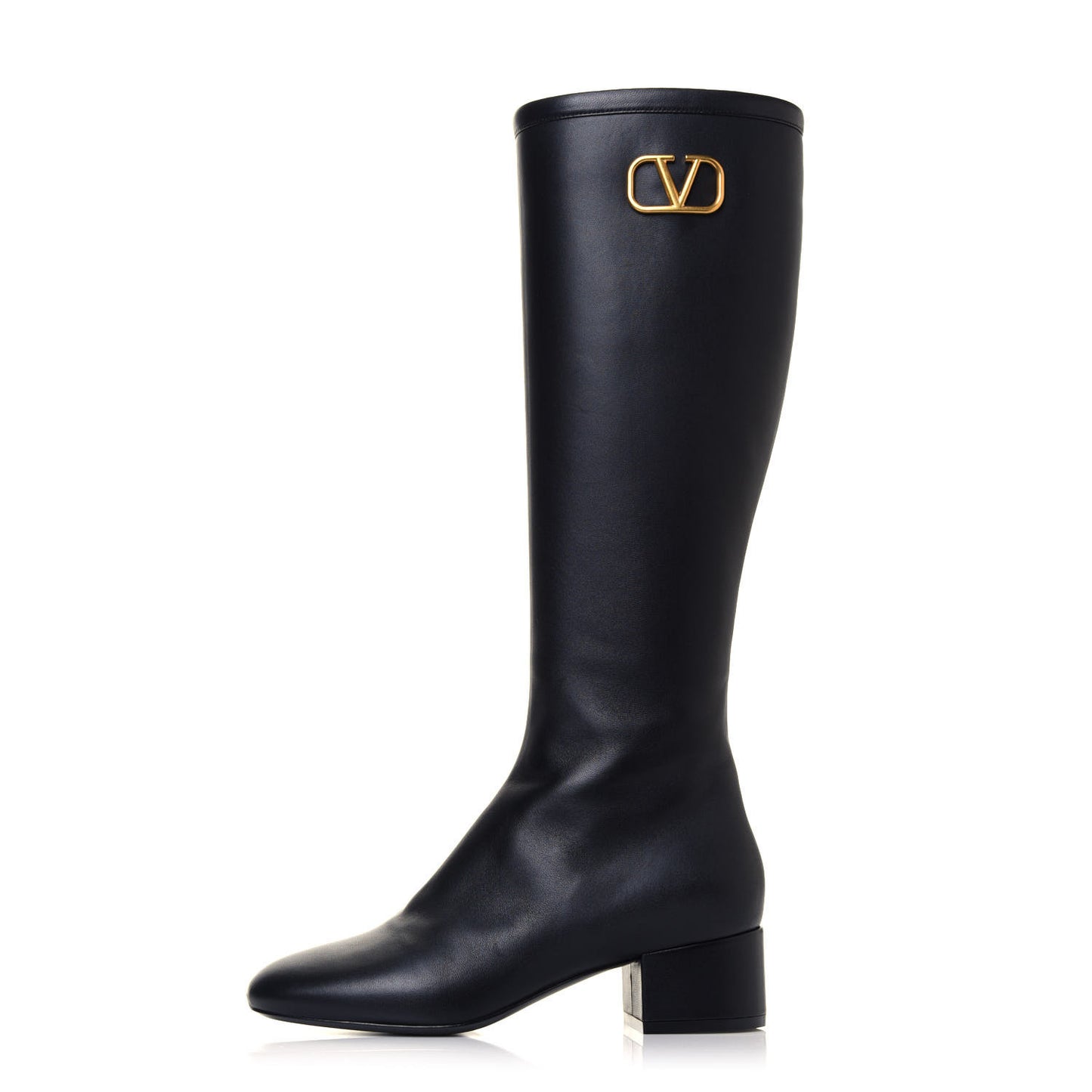 Calfskin Vlogo Knee High 45mm Boots 35 Black
