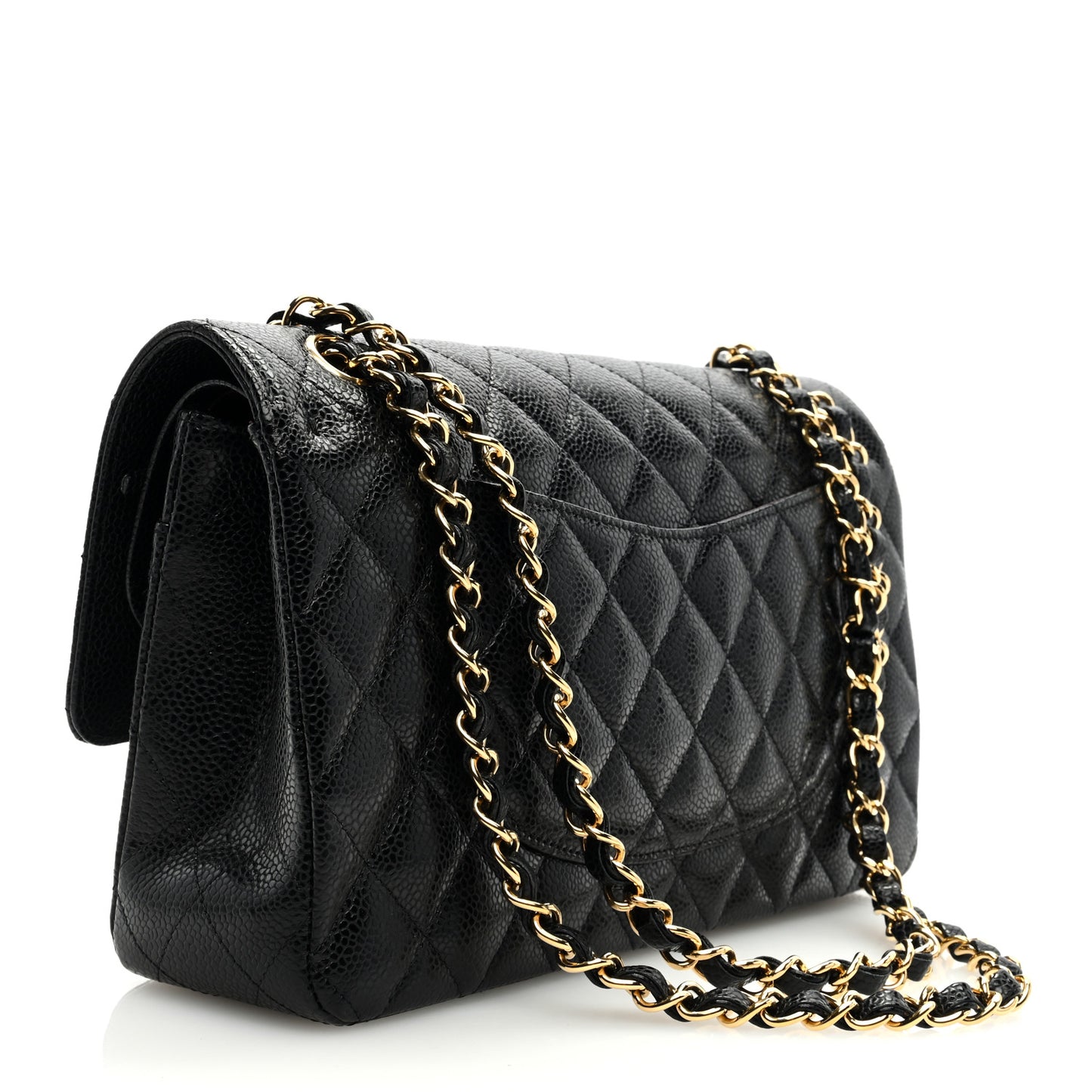 Caviar Quilted Medium Double Flap Black