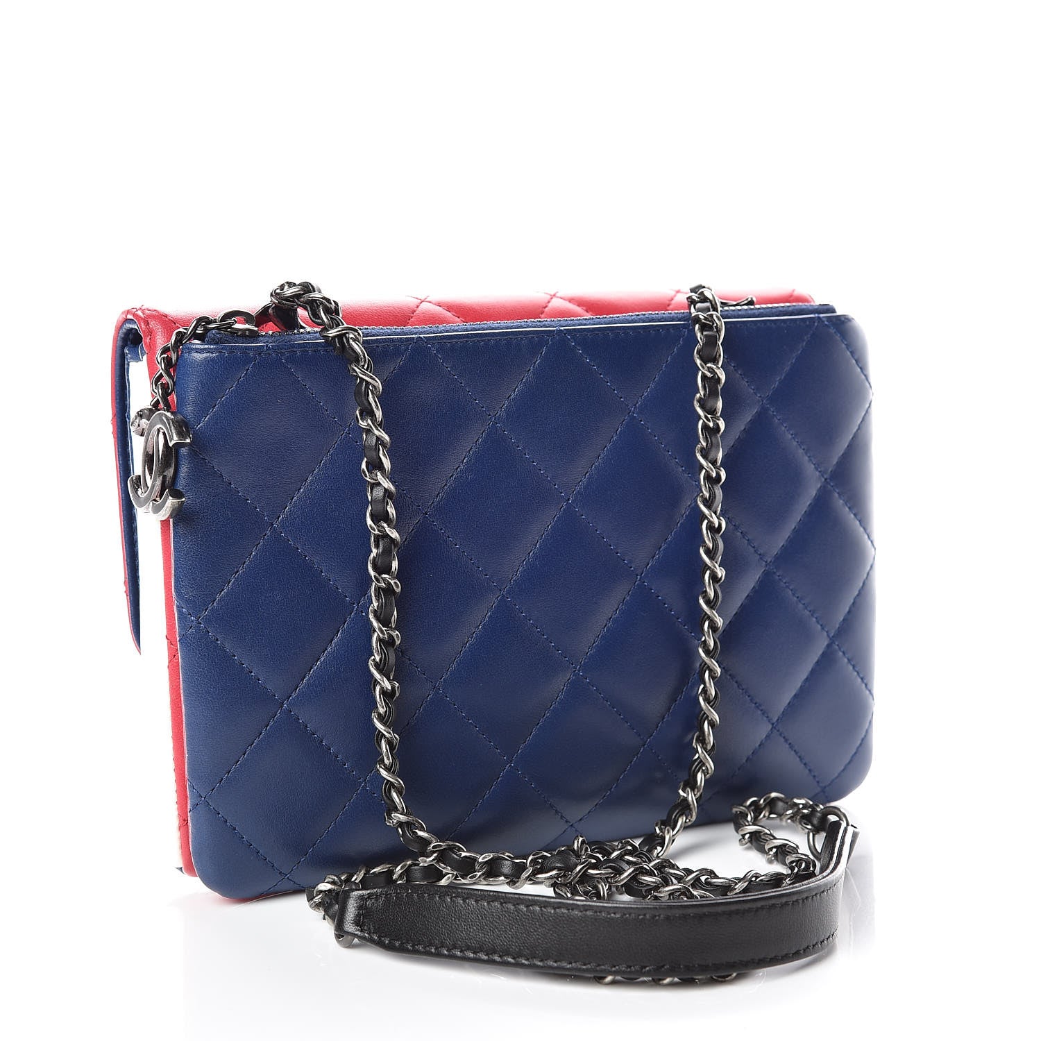 Chanel Lambskin Quilted Tri-color Crossbody Bag Dark Red 3 of 10