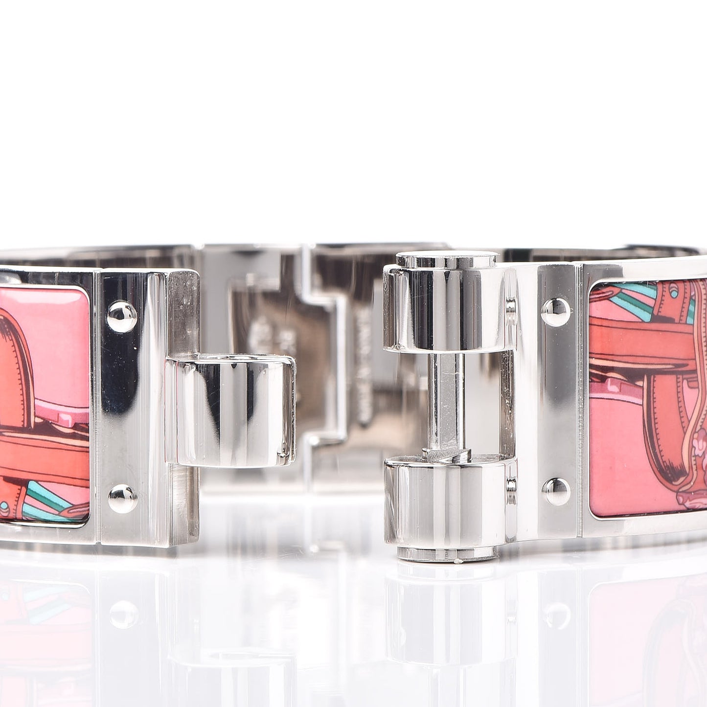 Enamel Printed Wide Charniere Brides2 Hinged Bracelet S Rose Couture
