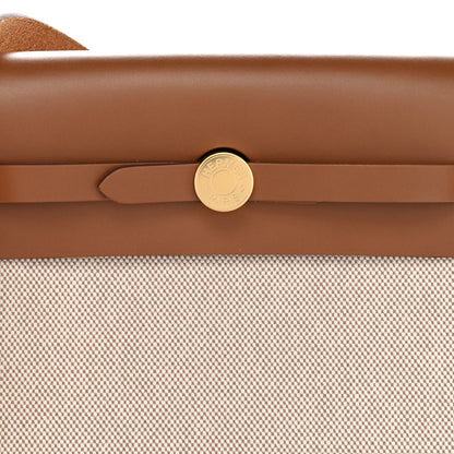 Hermes Military Toile Vache Hunter Herbag Zip Retourne 20 Ecru Beige Fauve 8 of 11