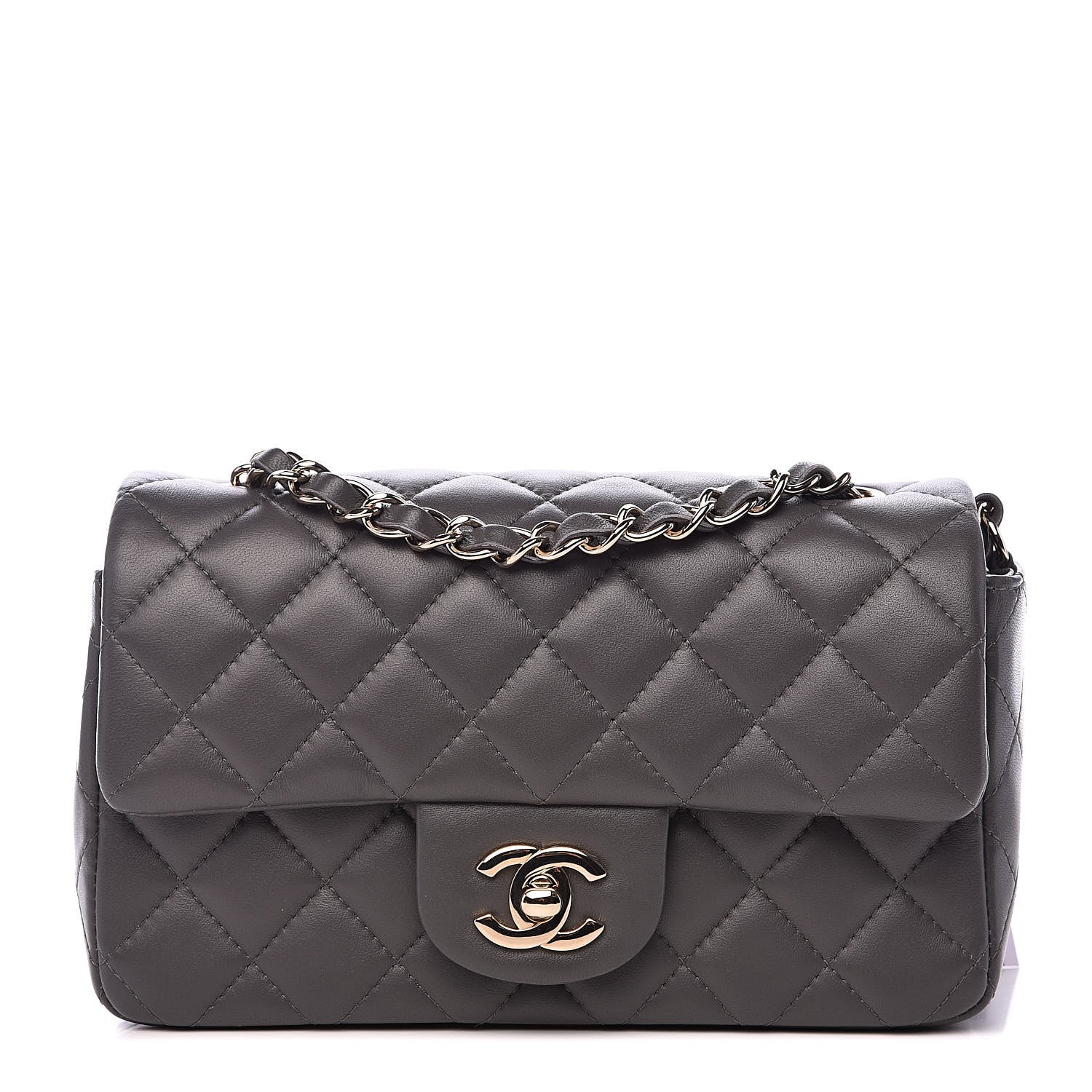 Chanel Lambskin Quilted Mini Rectangular Flap Grey 1 of 11