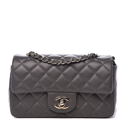 Chanel Lambskin Quilted Mini Rectangular Flap Grey 1 of 11