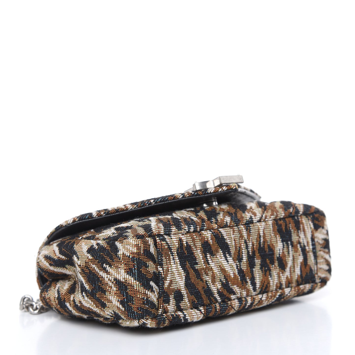 Jacquard Leopard Matelasse Chevron Monogram Baby Chain Bag Black