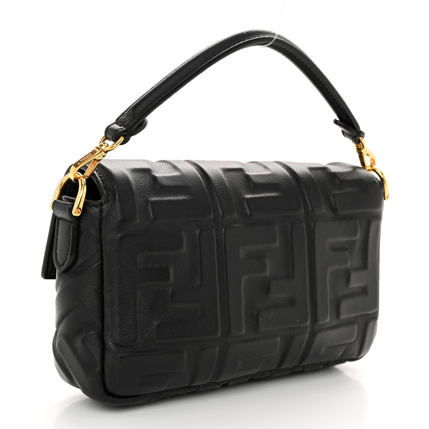 Fendi Nappa FF 1974 Embossed Mini Baguette Black 3 of 10