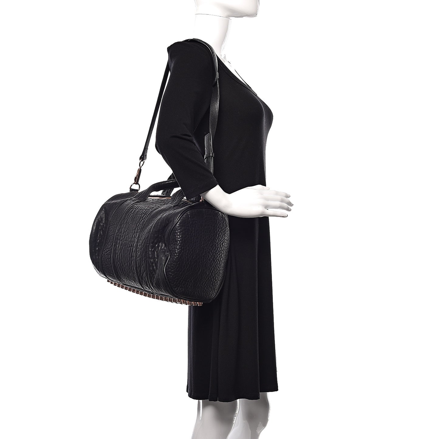 Pebbled Lambskin Rocco Black Rose Gold Hardware