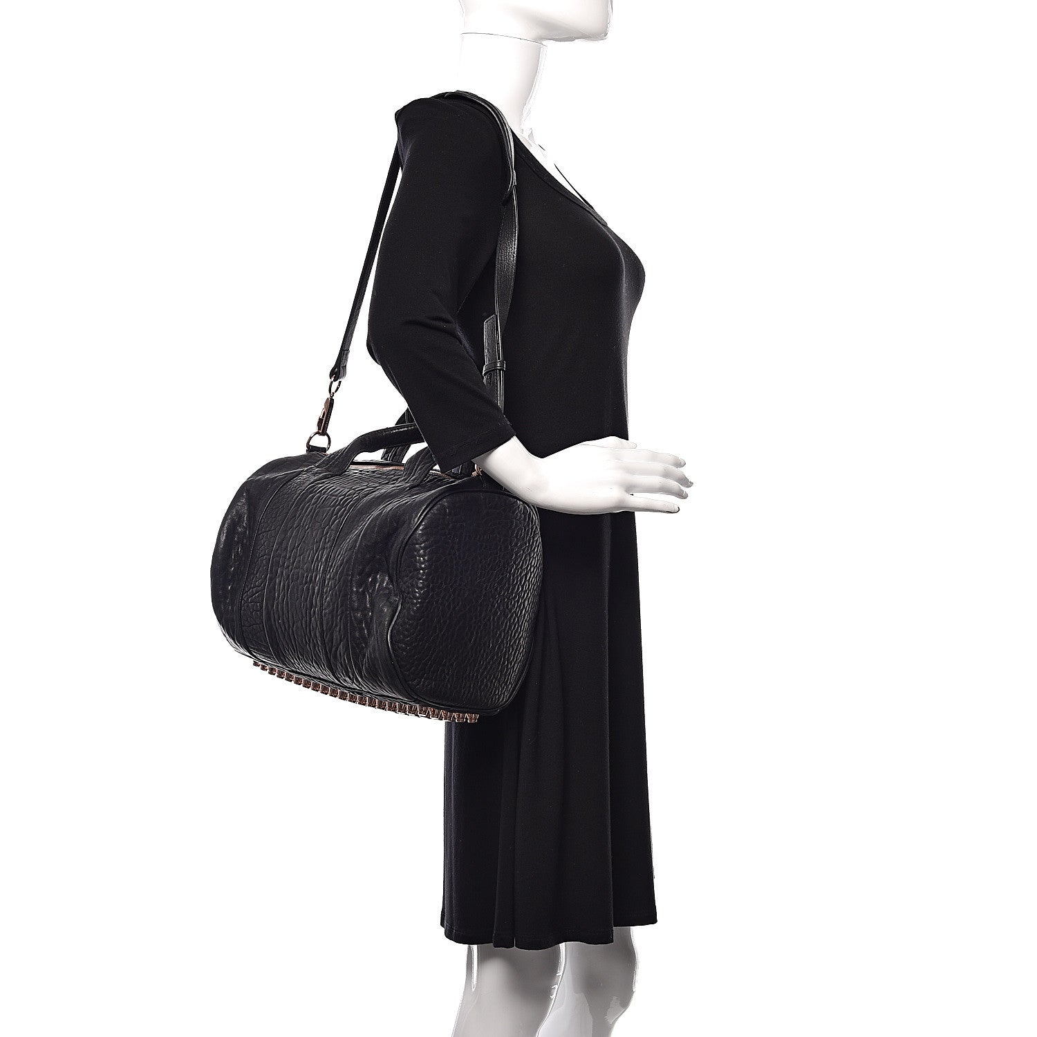 Alexander Wang Pebbled Lambskin Rocco Black Rose Gold Hardware 2 of 9