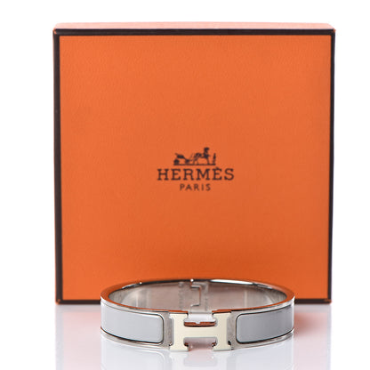 Hermes Enamel Narrow Clic Clac H Bracelet PM Blanc Gris Clair 6 of 6