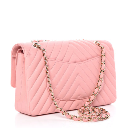 Chanel Caviar Chevron Quilted Medium Double Flap Pink 3 of 13