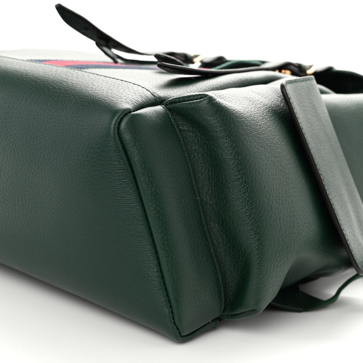 Grained Calfskin Medium Ophidia Double Buckle Backpack Green