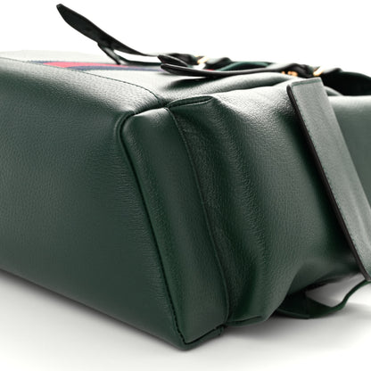 Gucci Grained Calfskin Medium Ophidia Double Buckle Backpack Green 9 of 9