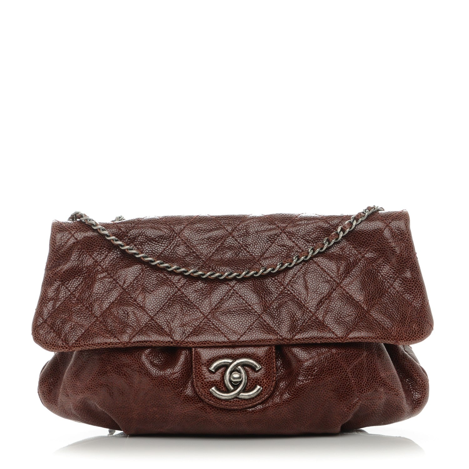 Chanel Crumpled Calfskin Quilted Medium Elastic Flap Bordeaux 1 of 8