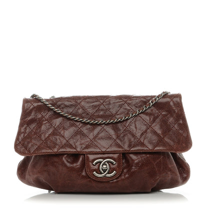 Chanel Crumpled Calfskin Quilted Medium Elastic Flap Bordeaux 1 of 8