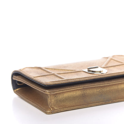 Christian Dior Metallic Brushed Calfskin Diorama Wallet on Chain Pouch Gold 9 of 11