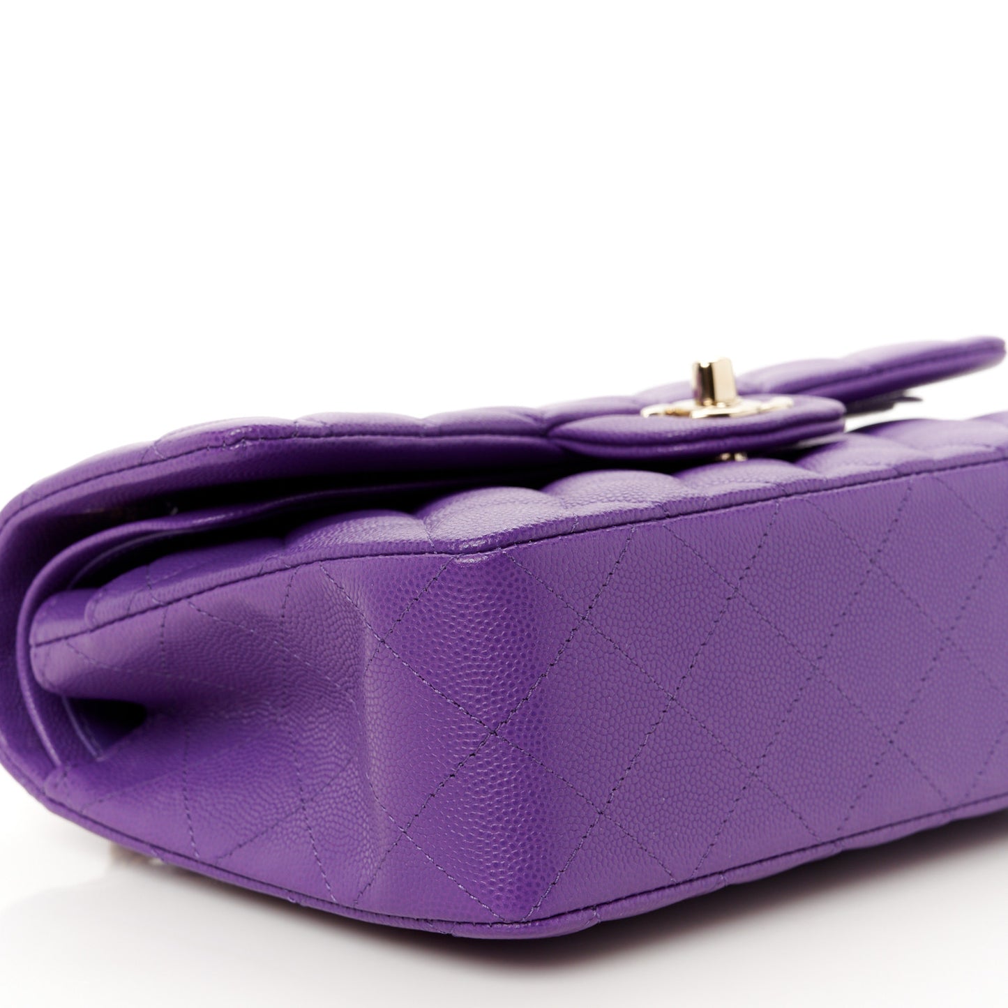 Caviar Quilted Small Double Flap Purple