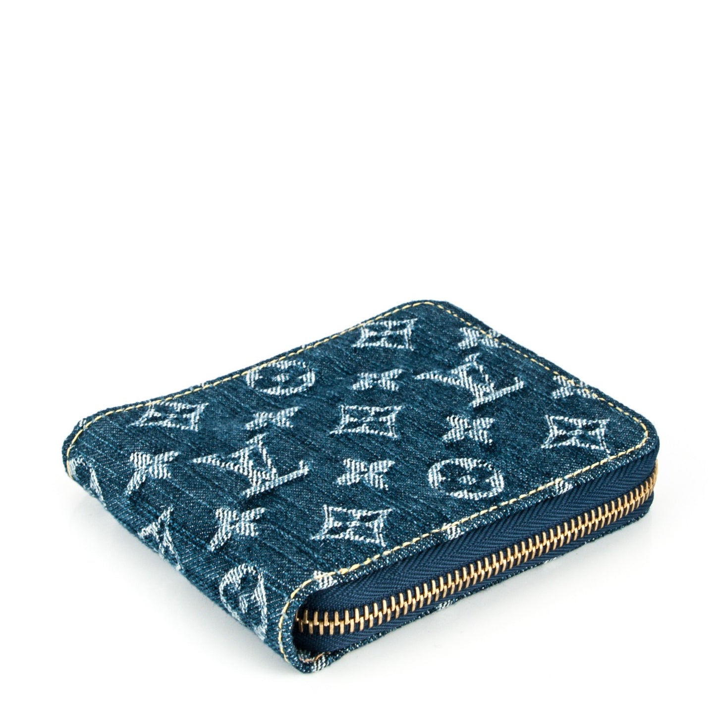 Denim Zip Compact Wallet Blue